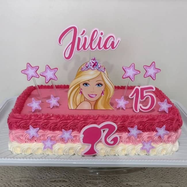 12 decoração bolo retangular Barbie @deliciasdalusp