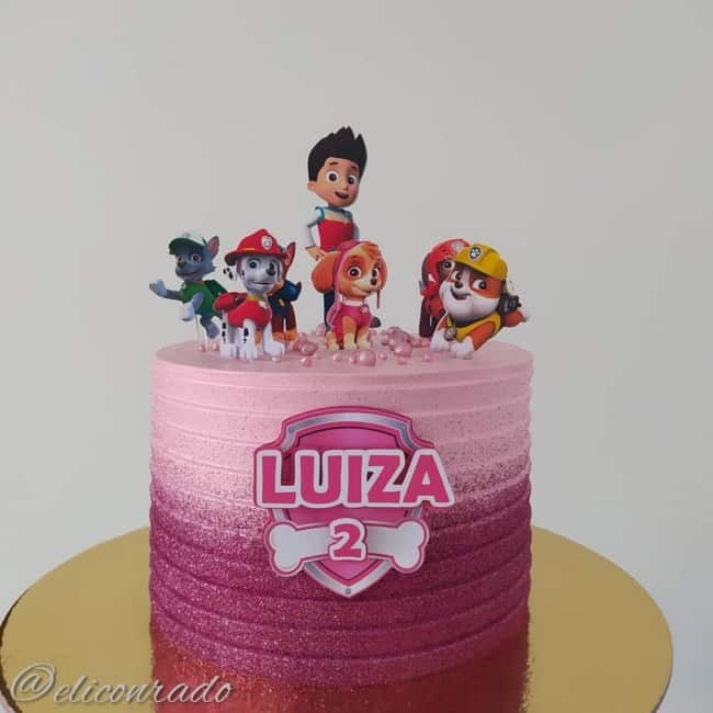 16 decoração bolo rosa Patrulha Canina @eliconrado