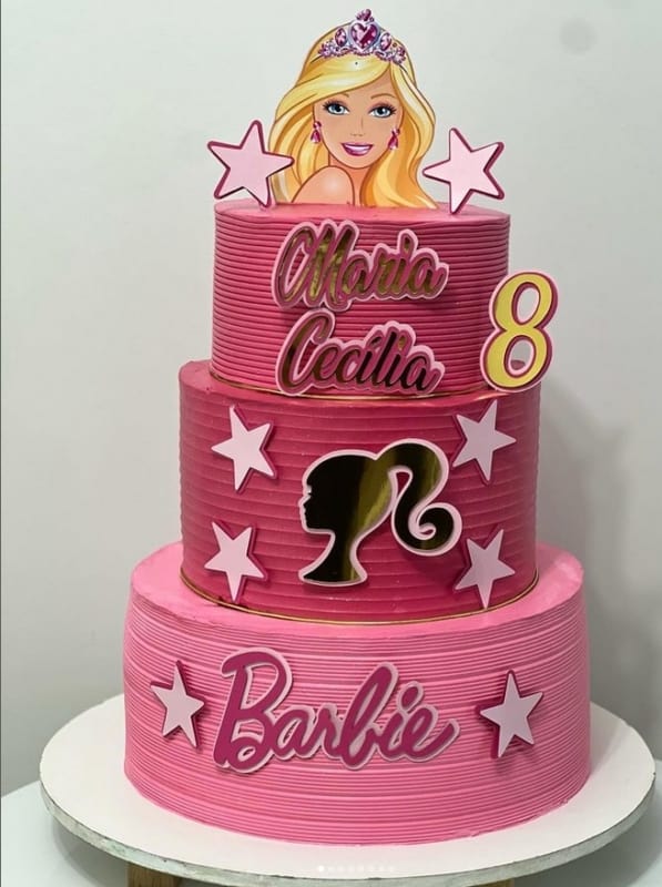 Barbie e bolo rosa para toppers 😍 . - Sonia Bolos Botucatu