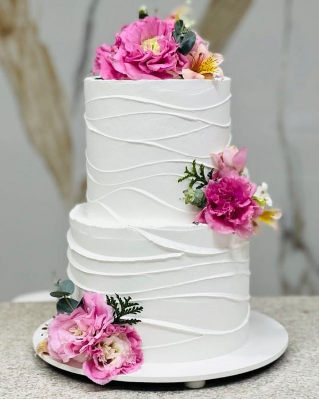 21 bolo de casamento de 2 andares com flores naturais @anabauerbolos