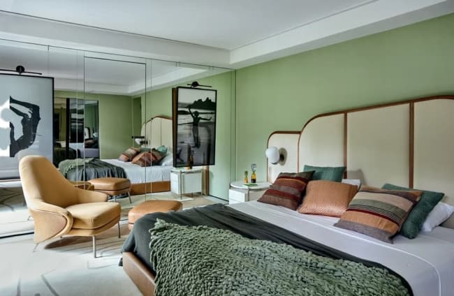 21 quarto coom parede verde e estilo art déco Casa Vogue
