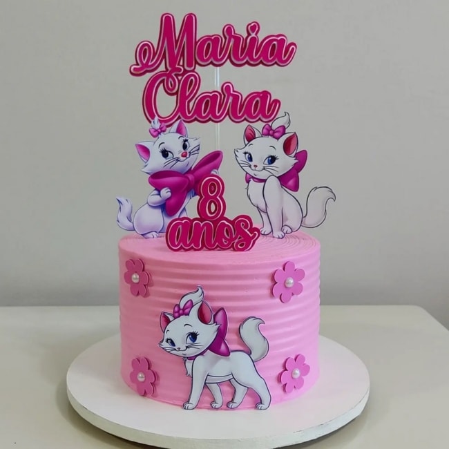 23 bolo rosa simples gatinha Marie @veronicacostadoces
