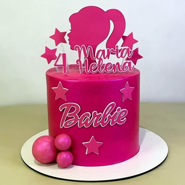 26 bolo pink da Barbie @gabi cakes