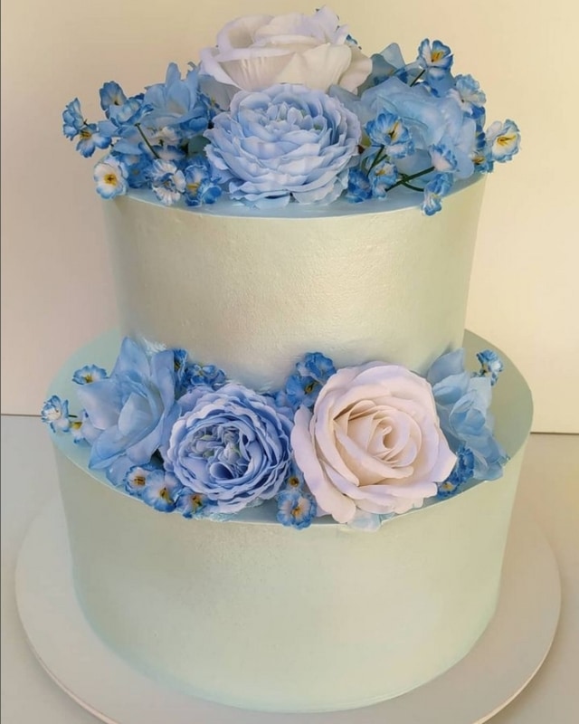 29 bolo de casamento azul com flores @delicias da carol 01