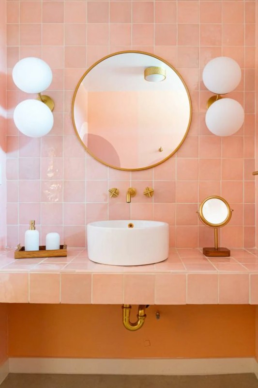 40 banheiro rosa claro Barbiecore Pinterest