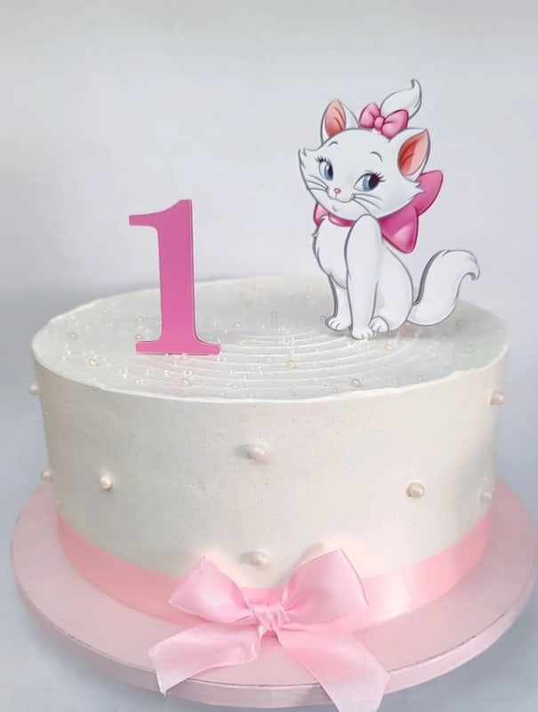 43 bolo simples 1 ano gatinha Marie @dona maria cakes