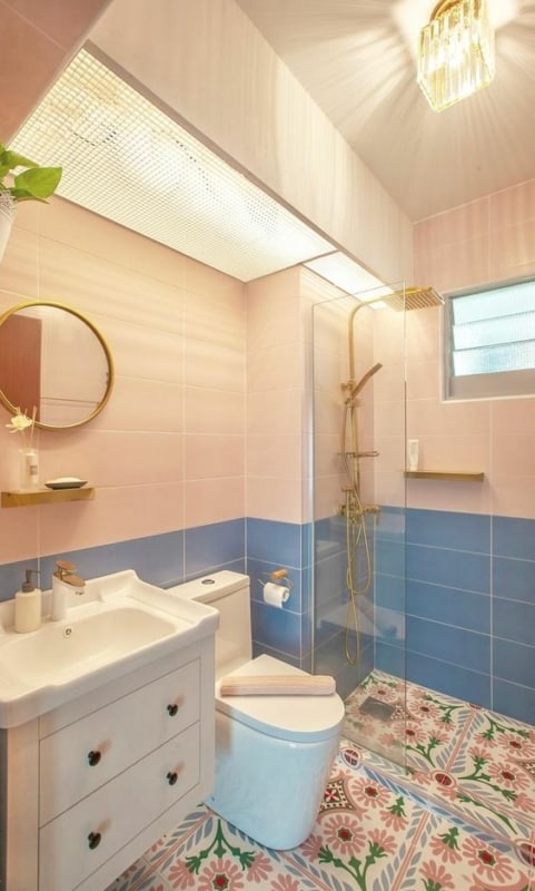 44 banheiro rosa e azul Barbiecore Pinterest
