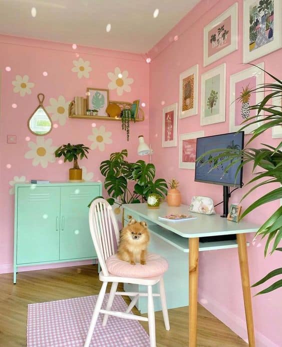 50 decoração home office Barbiecore Pinterest