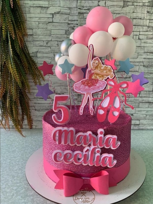 54 ballon cake Barbie bailarina @ateliedoce comafeto