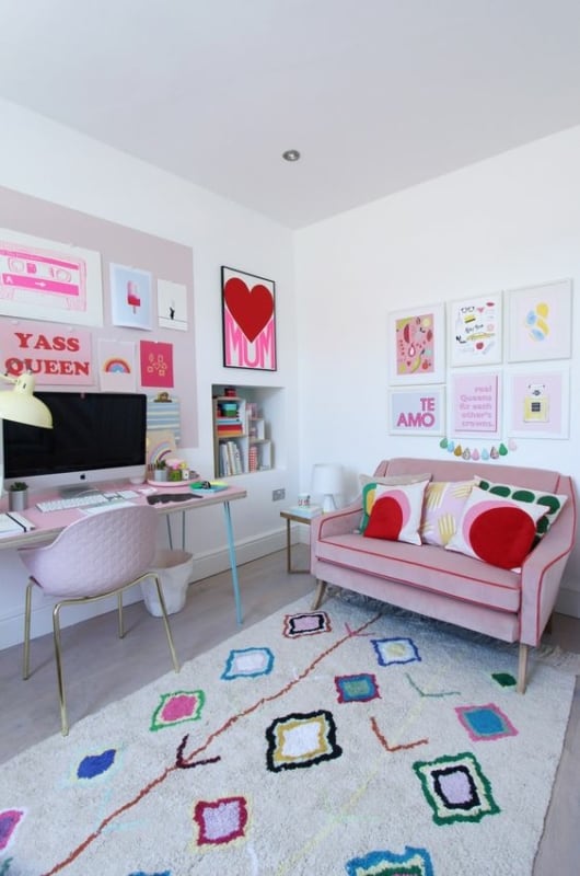 55 home office decorado Barbiecore Pinterest