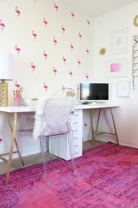 56 home office com decoração Barbiecore Pinterest
