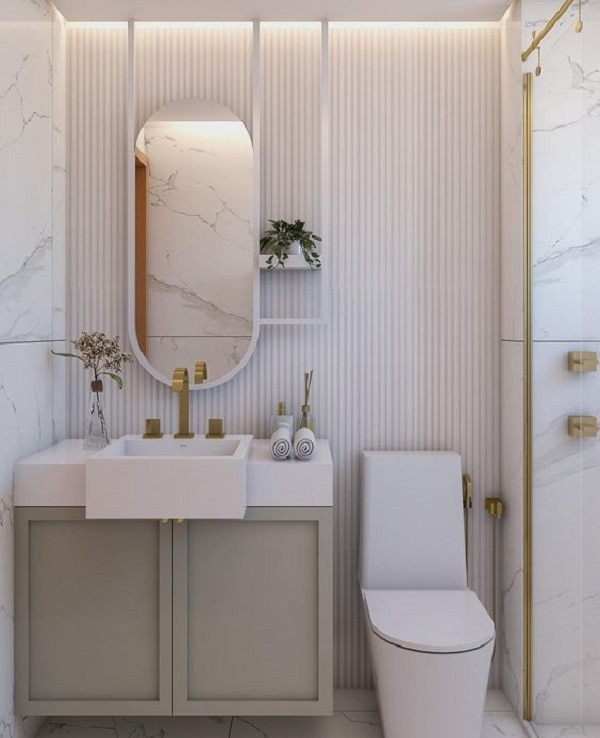 6 banheiro com porcelanato ripado branco Goos Paine