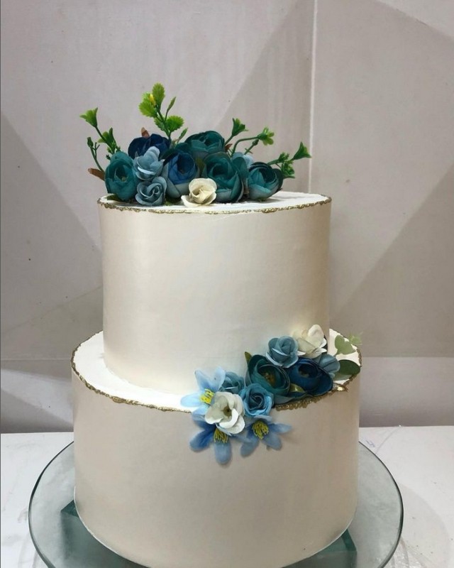 6 bolo 2 andares casamento com flores artificiais @meirecakes22