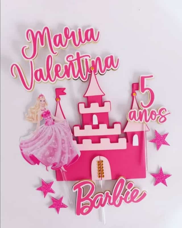 68 topo de bolo de papel Barbie @adrianapersonalizadosjp