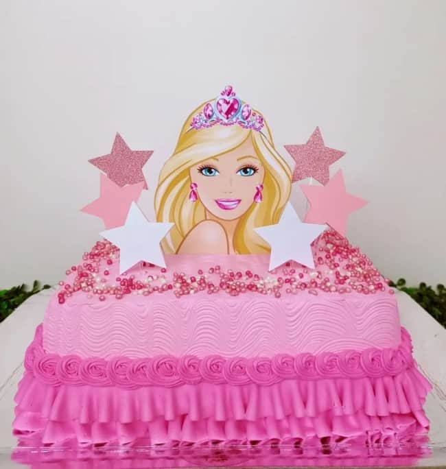 bolo da barbie quadrado de aniversário