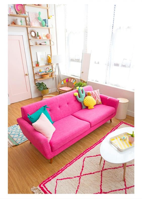 7 sala com sofá pink Barbiecore Pinterest