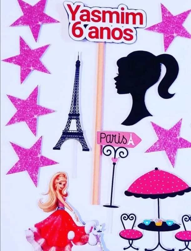 70 topo bolo Barbie Paris @bambole lembrancinhas