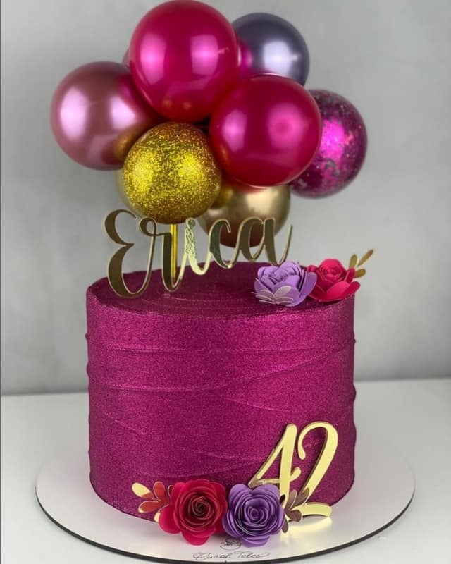 1 balloon cake pink @caroltelesbolos