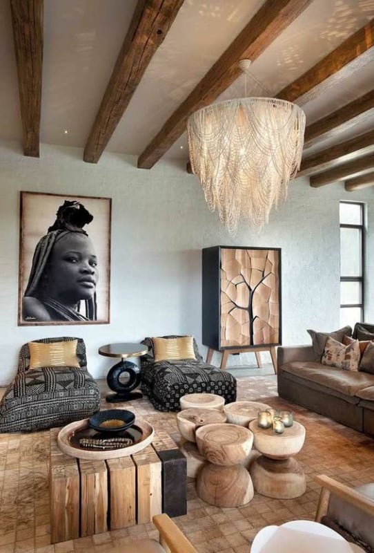 10 sala decorada com estilo rústico africano Pinterest