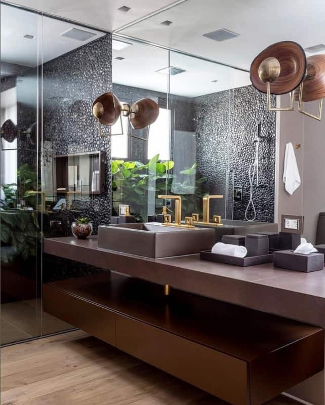 50 banheiro moderno e em tons terrosos @estudio marmores