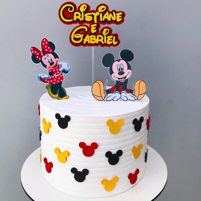 54 bolo simples Mickey e Minnie @llecake
