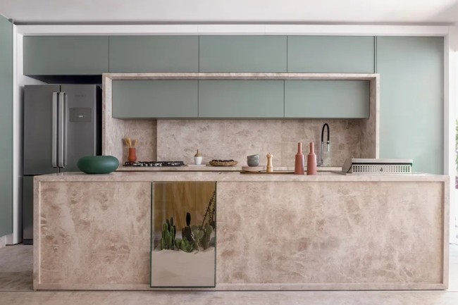 7 cozinha moderna com mármore bege bahia Casa e Jardim