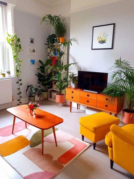 7 sala de TV com móveis vintage Pinterest