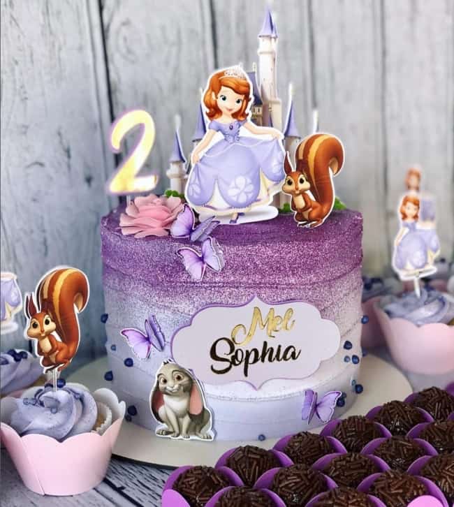 11 bolo redondo com glitter Princesa Sofia @karinesouzacake