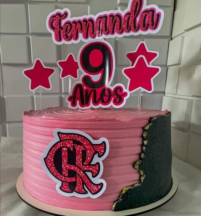 15 bolo Flamengo feminino em rosa e preto @luana ramos confeitaria