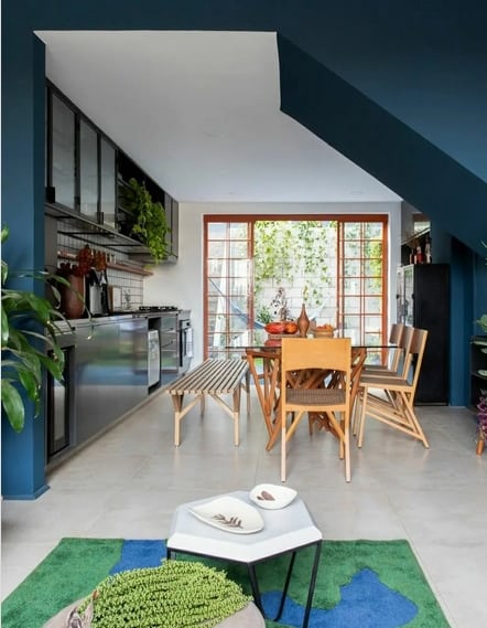 22 cozinha azul com sala de jantar @artecomdecor