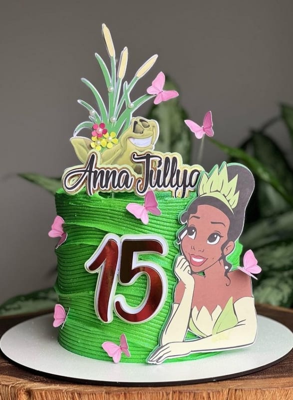 25 bolo decorado princesa Tiana @thallytapeterson
