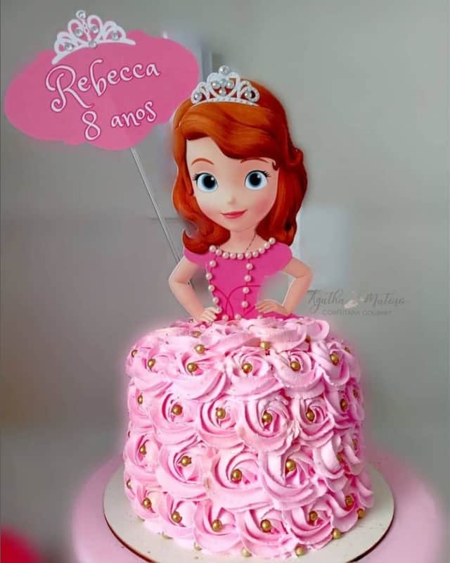 26 bolo rosa Princesa Sofia @agathaconfeitaria