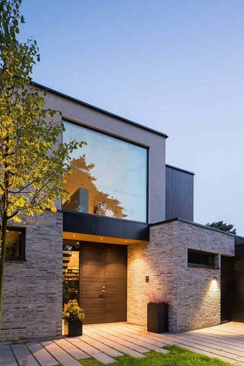 27 fachada moderna em tijolinho e vidro Pinterest