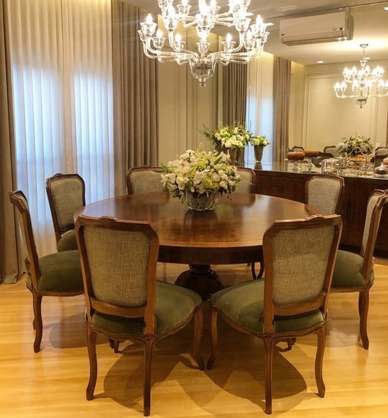 31 sala de jantar clássica com mesa redonda @paschoalbianco