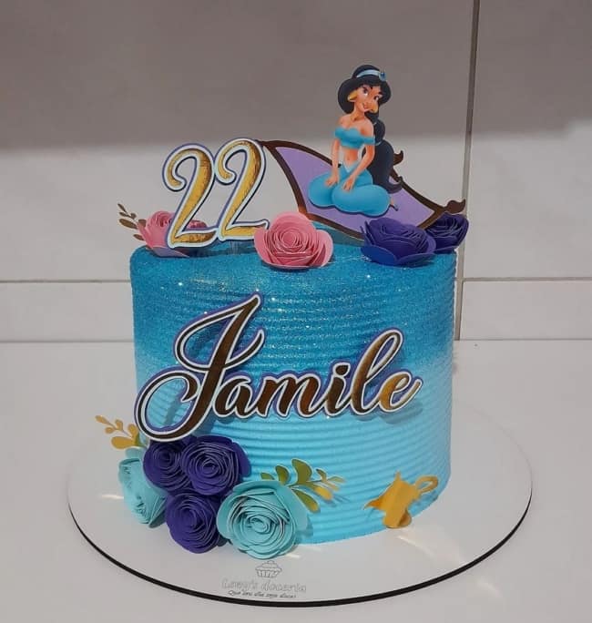 32 bolo azul princesa Jasmine @lenys doceria