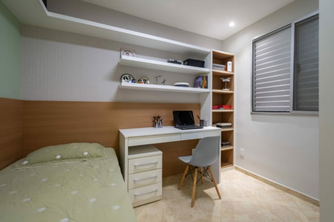34 quarto pequeno e simples com home office Pinterest