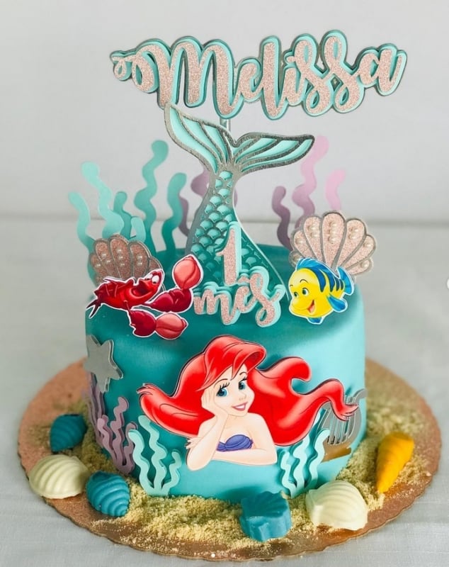 42 bolo princesa Ariel em pasta americana @amoras docesgourmet
