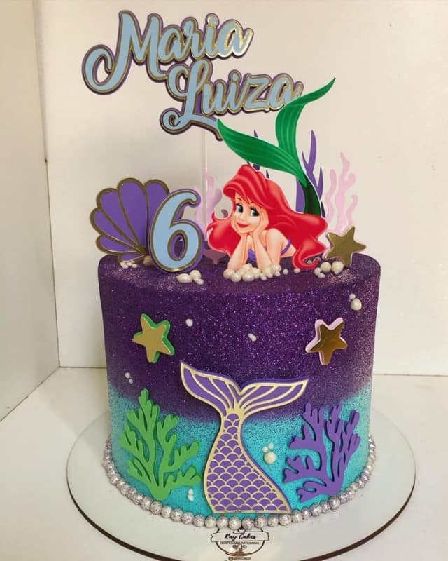 43 bolo com glitter princesa Ariel @ray cakes1