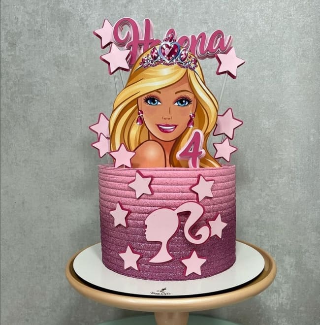 49 bolo com glitter Barbie princesa @tianacostabolos