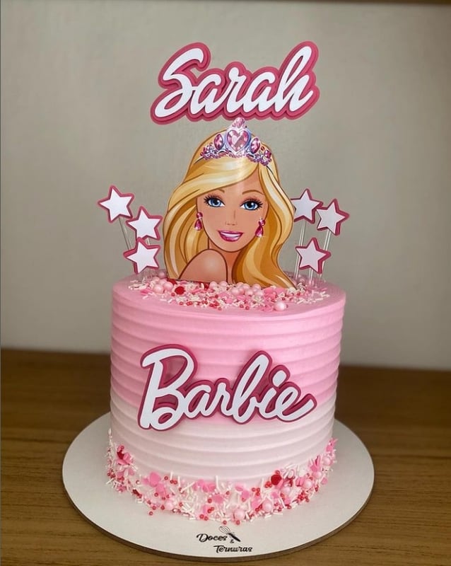 50 bolo rosa princesa Barbie @doces e ternuras