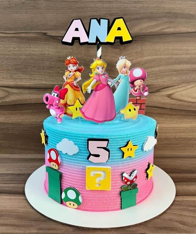 55 bolo decorado princesa Peach @zchef confeitariaecozinha