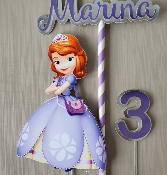 58 topo de bolo em papel Princesa Sofia @atelietoqueduplo