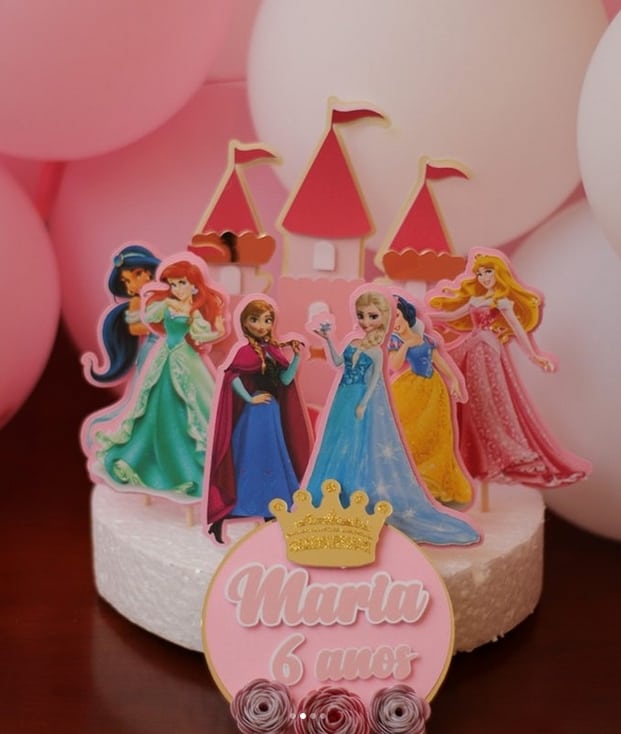63 topo de bolo princesas da Disney @cm artes personalizados