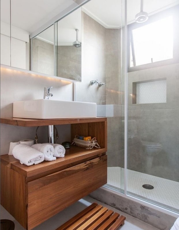 27 banheiro pequeno e contemporâneo @nsbrazilrevestimentos