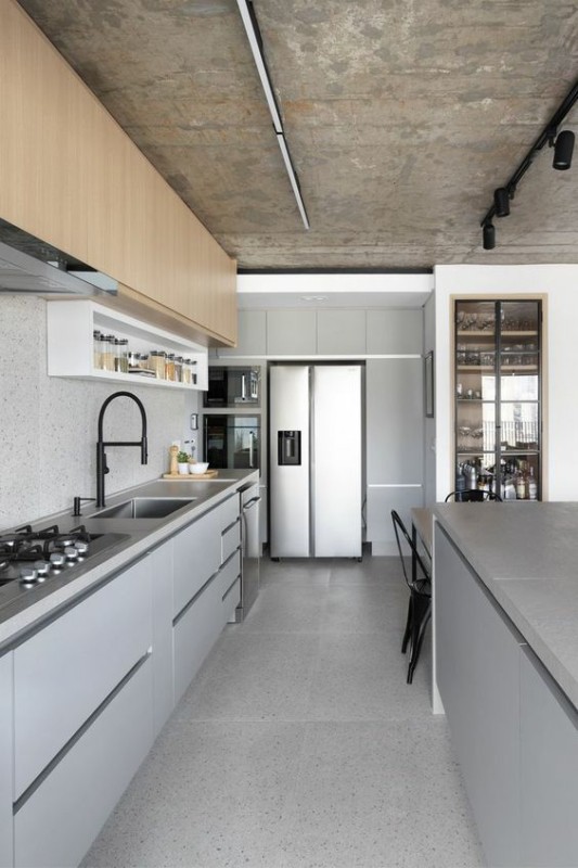 42 piso cozinha porcelanato granilite cinza Degradê Arquitetura e Interiores