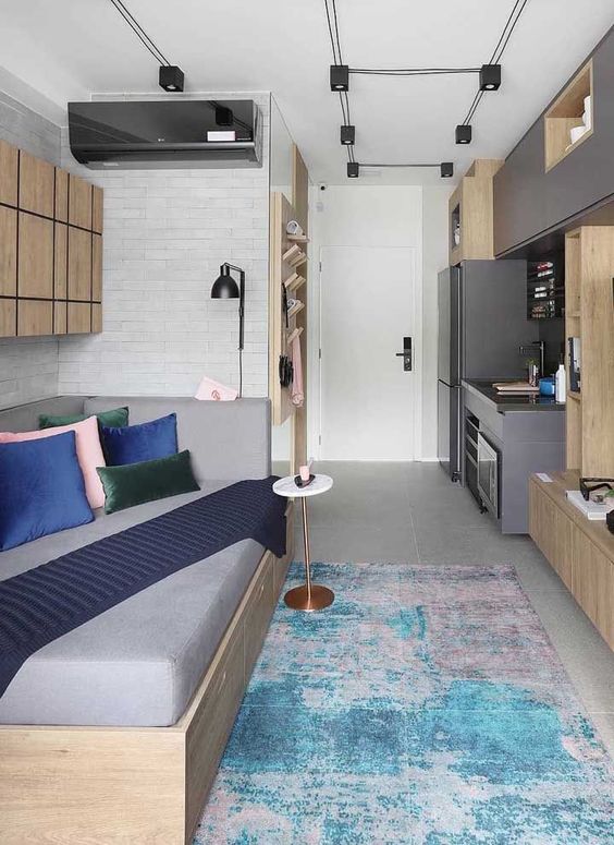 47 apartamento studio com móveis planejados Pinterest