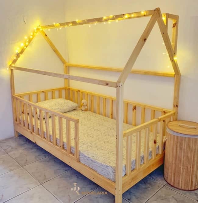 20 cama infantil em madeira pinus @jr movelaria