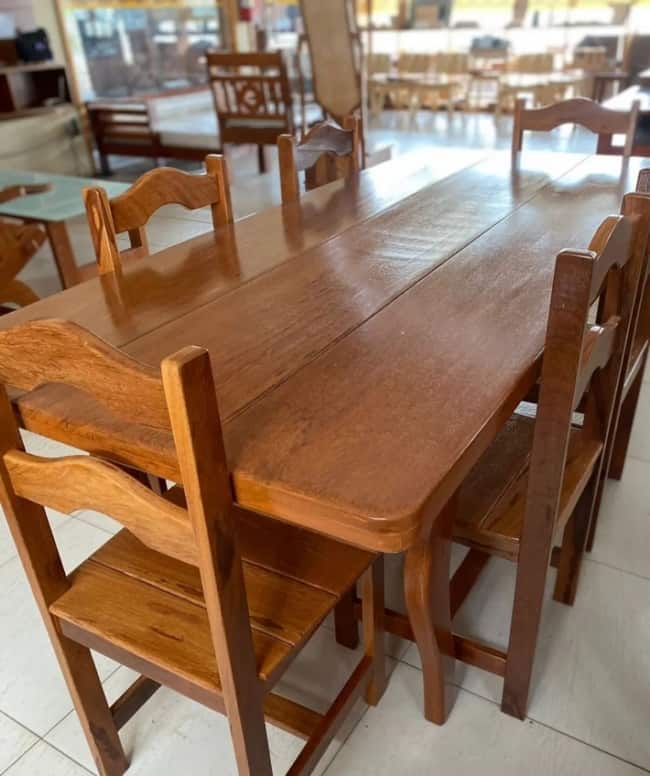 20 mesa e cadeiras em madeira angelim @madeireirasolpoenteltda