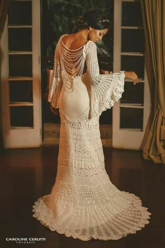 21 noiva vestido crochê casamento boho Pinterest