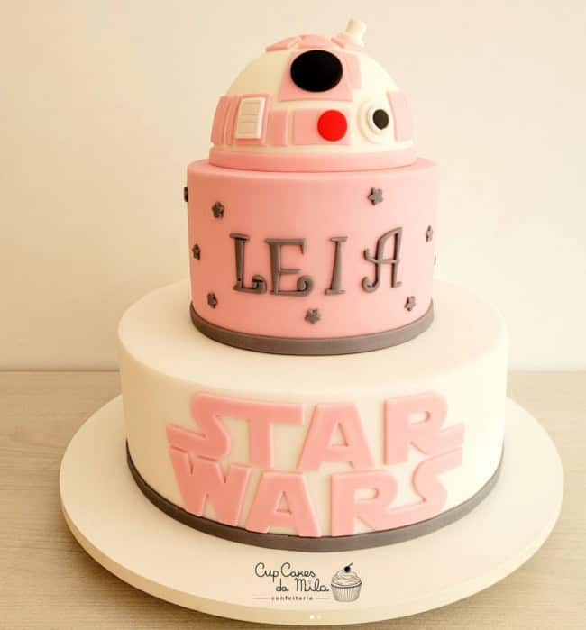 11 bolo 2 andares rosa Star Wars @cupcakesdamila
